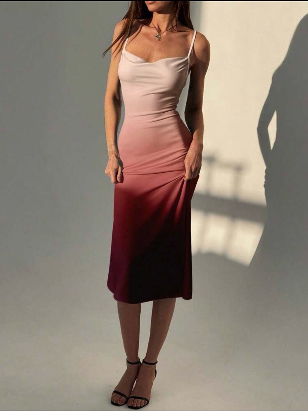 Women's Ombre Pink to Burgundy Slip Dress